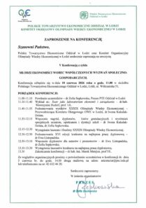V konferencja z cyklu MŁODZI EKONOMIŚCI WOBEC WSPÓŁCZESNYCH WYZWAŃ SPOŁECZNO-GOSPODARCZYCH